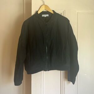 Black linen bomber
